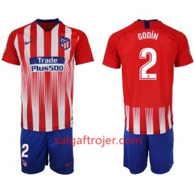 Atlético Madrid Fodboldtrøjer GODIN 2 Børn Hjemmebanesæt 2018/19 Kort ærmer